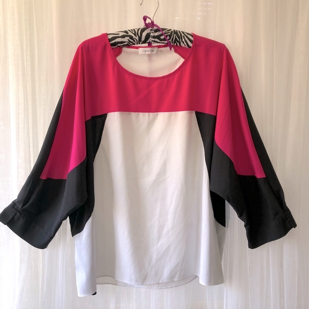 Calvin Klein Coloblock top 3/4 sleeve shirt top